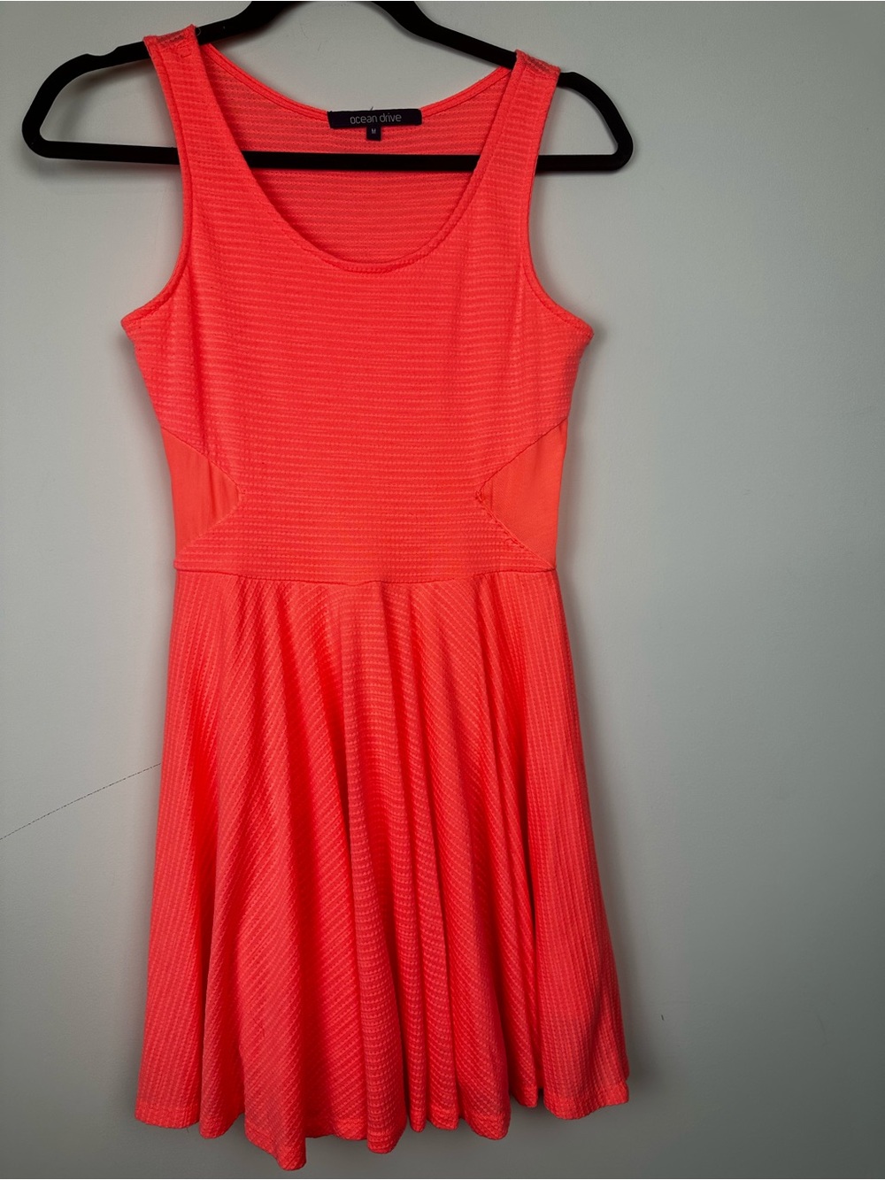 Ocean Drive Bright Neon Coral Sleeveless Skater Dress